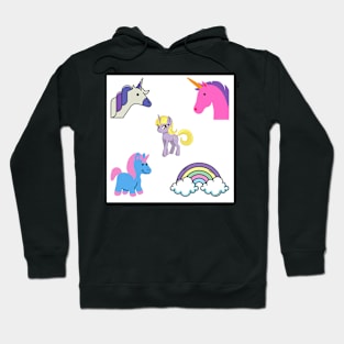 Unicorn  and Rainbow 5 pk Stickers Collection Hoodie